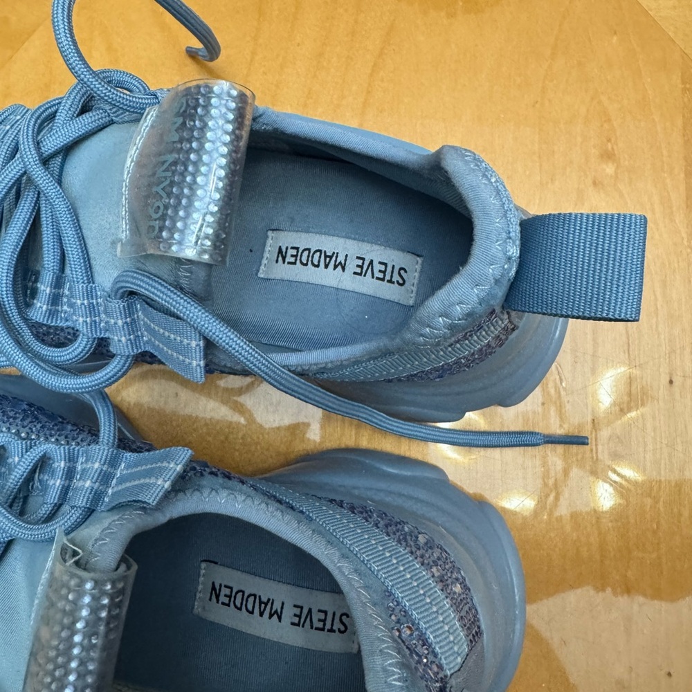 Steve Madden Stylish Blue Sneakers with Rhinestone Detail - Picture 3 of 3